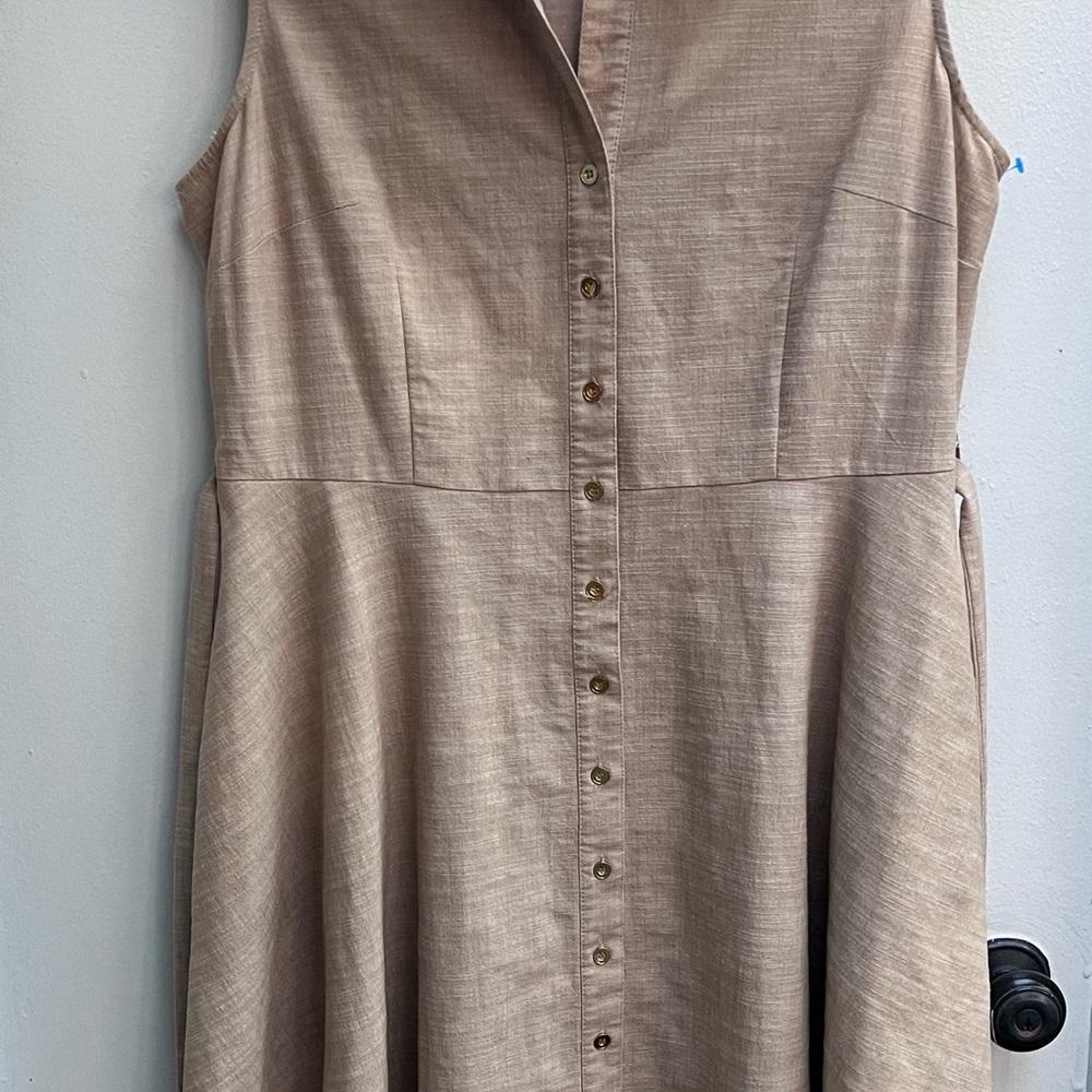 Sharagano Tan Sleeveless Sheath Dress for Work